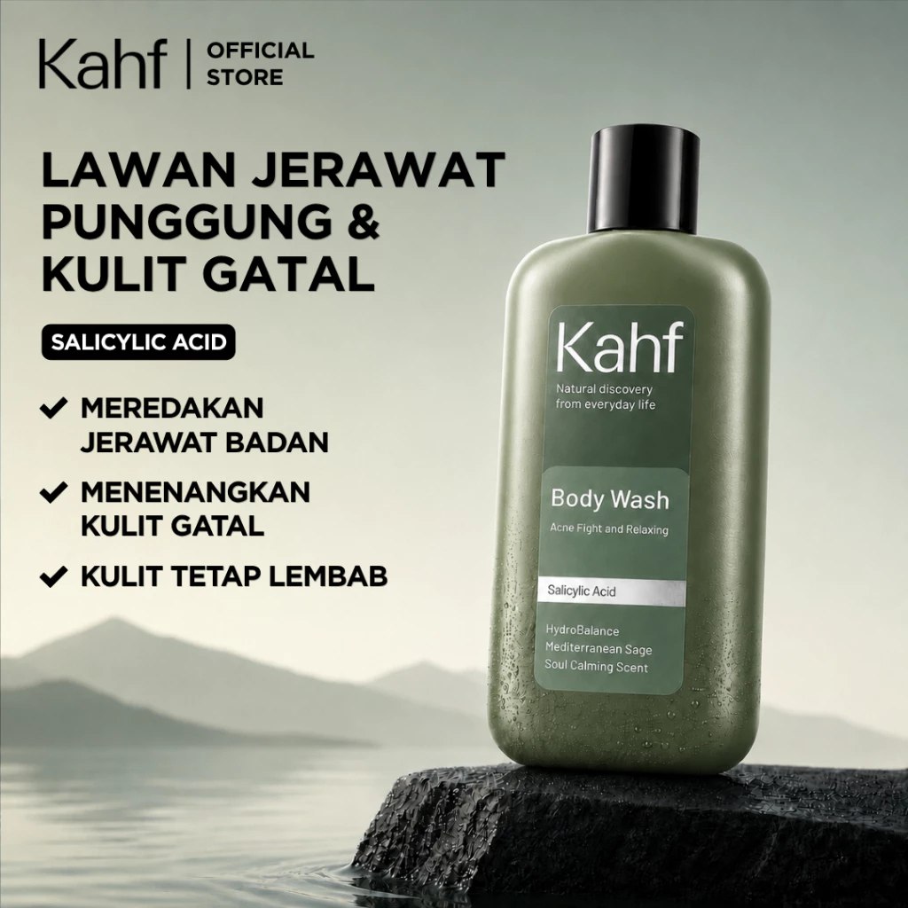 Kahf Body Wash Pria 200ml (Cooling & Brightening / Relaxing & Acne Fight) - Sabun Mandi Cair Melembapkan, Mencerahkan