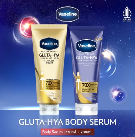 Vaseline Gluta Hya Flawless Bright 330ml + Vaseline Gluta Hya Overnight 200ml