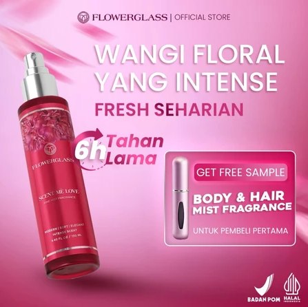 FLOWERGLASS Hair & Body Mist Scent Me Love 130 ml | Wangi Tahan Lama